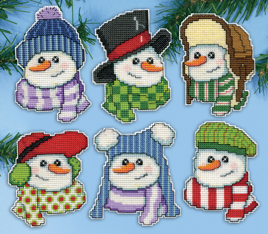 Snowmen In Hats Plastic Canvas Ornament Kit